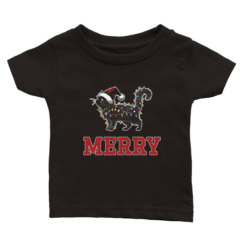MERRY CAT WRAPPED BY CHRISTMAS LIGHTS D Color 4 Classic Baby Crewneck T-shirt