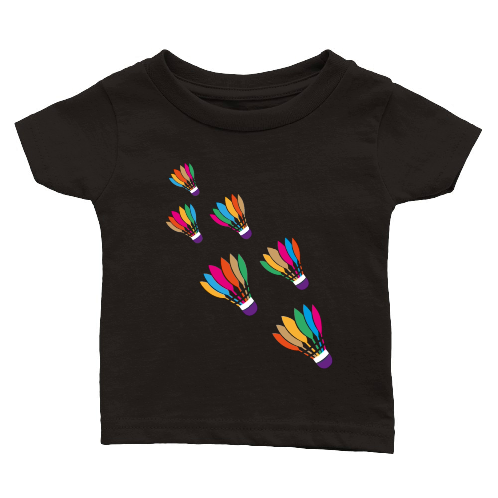 Watercolor Badminton Shuttlecock Racket Sport Classic Baby Crewneck T-shirt