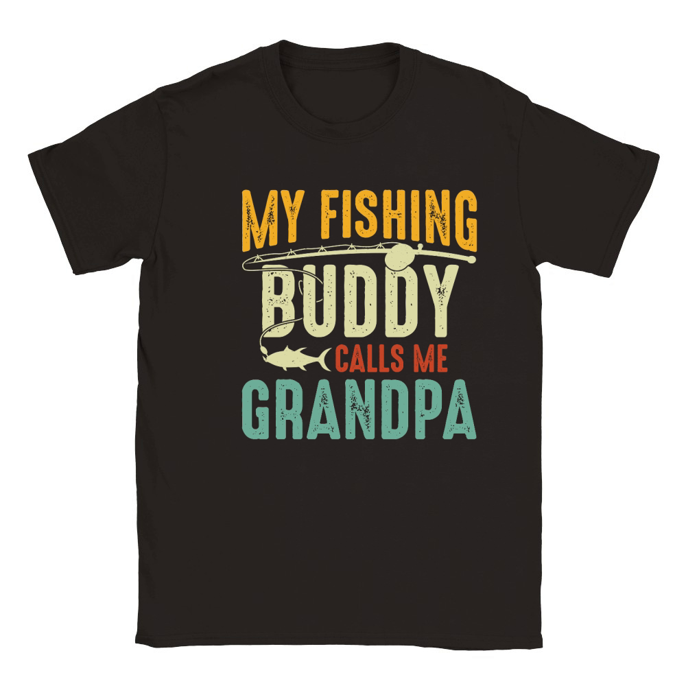My Fishing Buddy Calls Me Grandpa T Shirt Design (1) Classic Kids Crewneck T-shirt