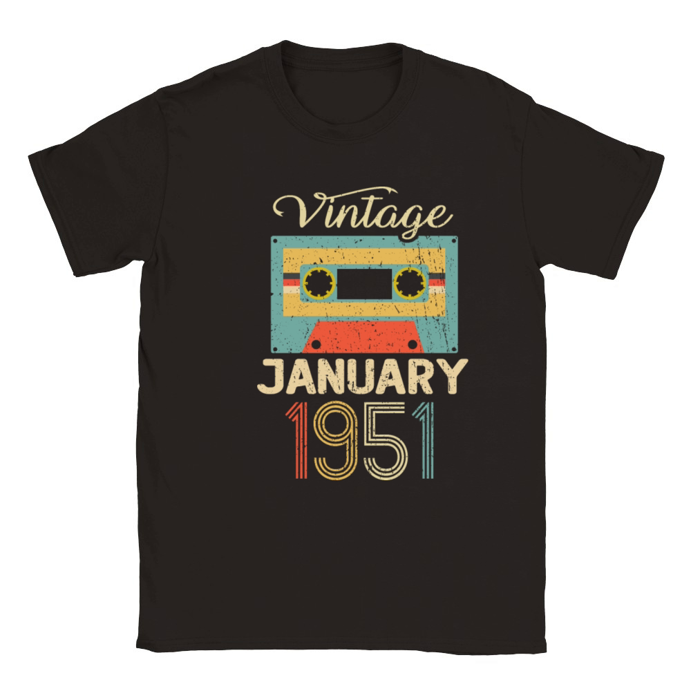 Vintage January 70 Year 1951 70th Birthday Gift Classic Kids Crewneck T-shirt