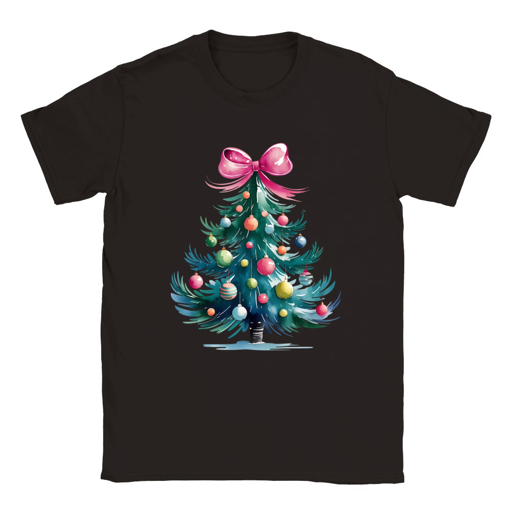 Watercolor Christmas Tree with Ornaments Classic Kids Crewneck T-shirt