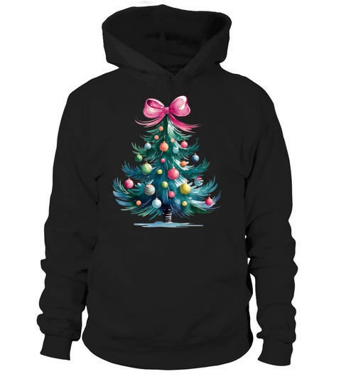 Watercolor Christmas Tree with Ornaments Hoodie Unisex
