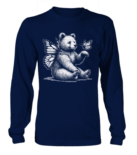 Bear With Butterfly Wings Vintage D White Long sleeved Unisex