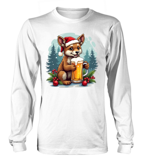 Funny Animal Beer Christmas Sublimation 6 08 Long sleeved Unisex