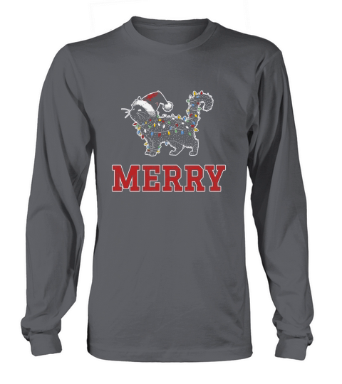 MERRY CAT WRAPPED BY CHRISTMAS LIGHTS D Color 4 Long sleeved Unisex