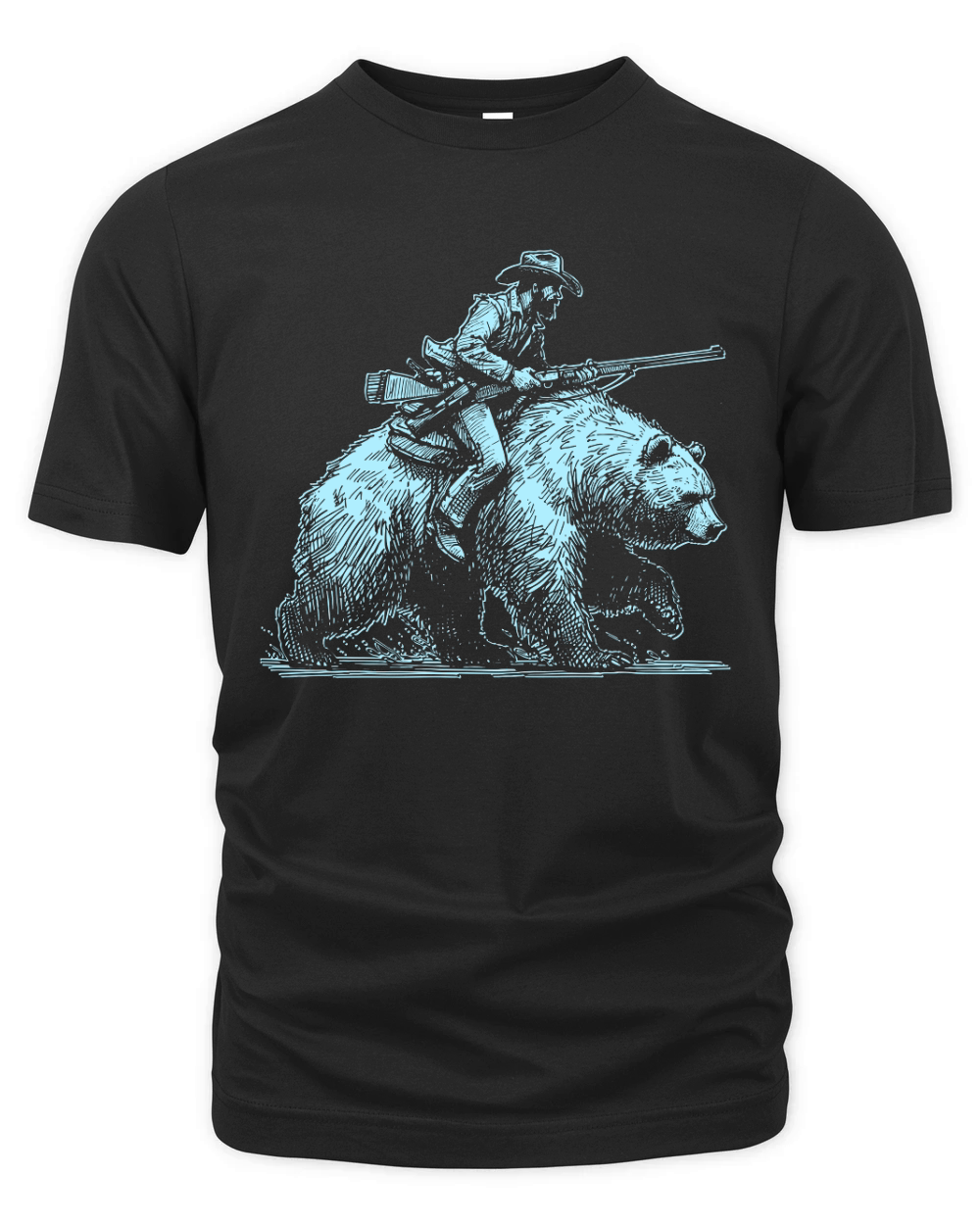 Cowboy Riding Bear D Sky Organic Unisex T-shirt