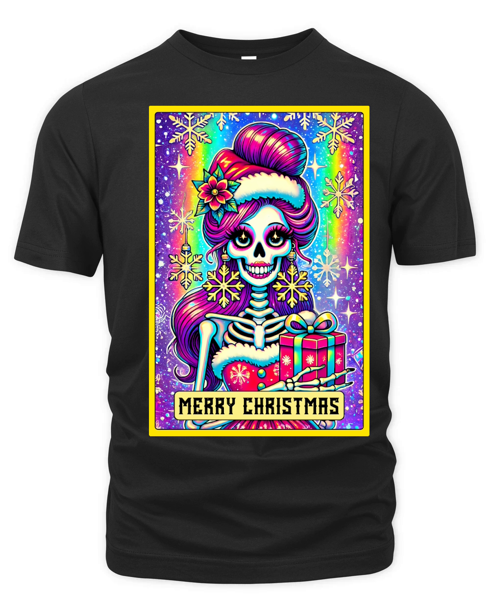 Merry Christmas Skeleton Taro Card Organic Unisex T-shirt