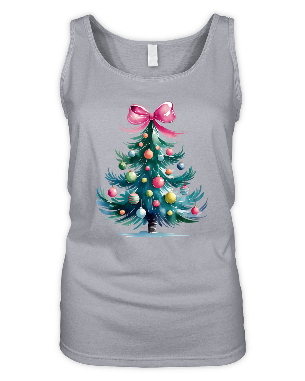 Watercolor Christmas Tree with Ornaments Organic Women's Tank Top
