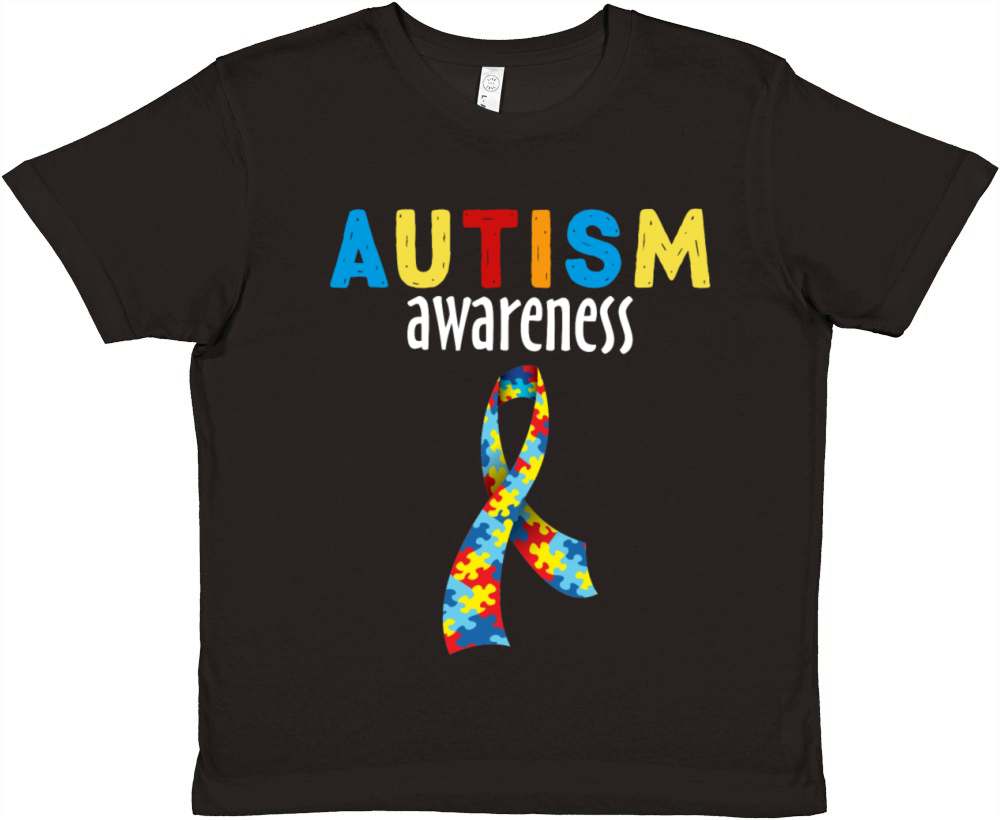 Autism Awareness Month Ribbon Heart Premium Kids Crewneck T-shirt
