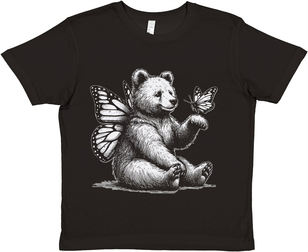 Bear With Butterfly Wings Vintage D White Premium Kids Crewneck T-shirt