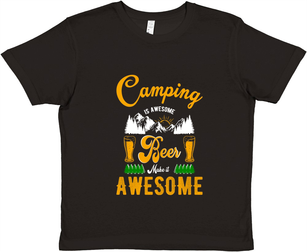 Camping is awesome beer make it Awesome Premium Kids Crewneck T-shirt