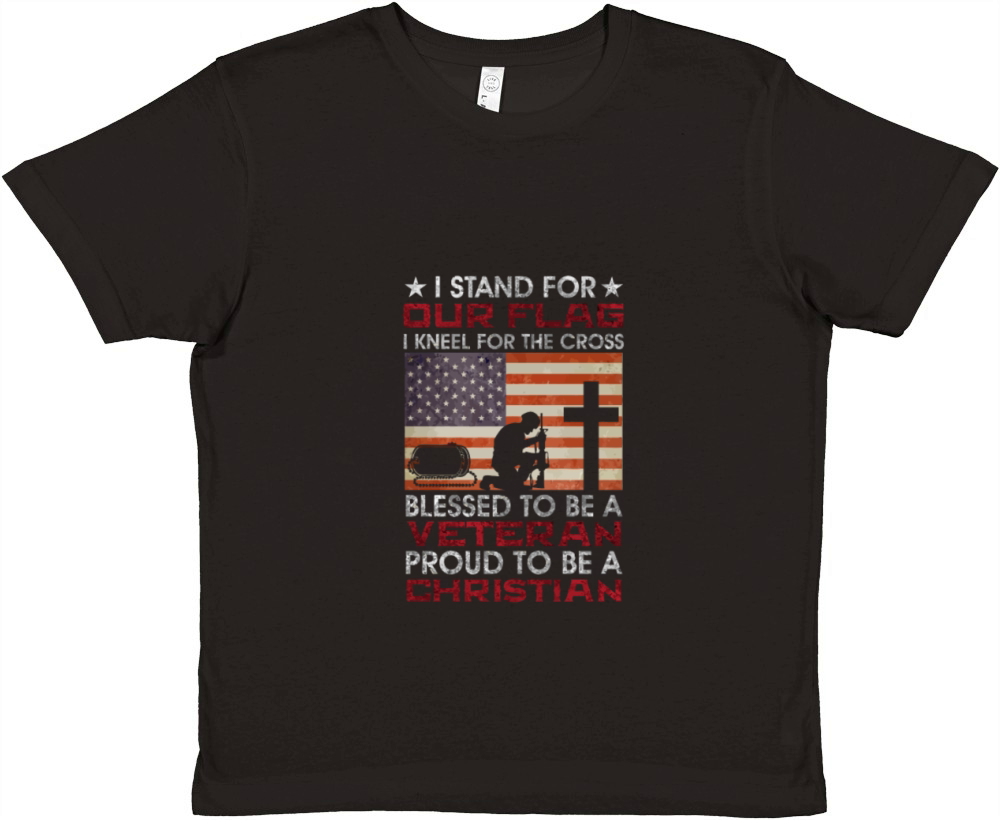 I Stand For Our Flag I Kneel For The Cross Proud V Premium Kids Crewneck T-shirt