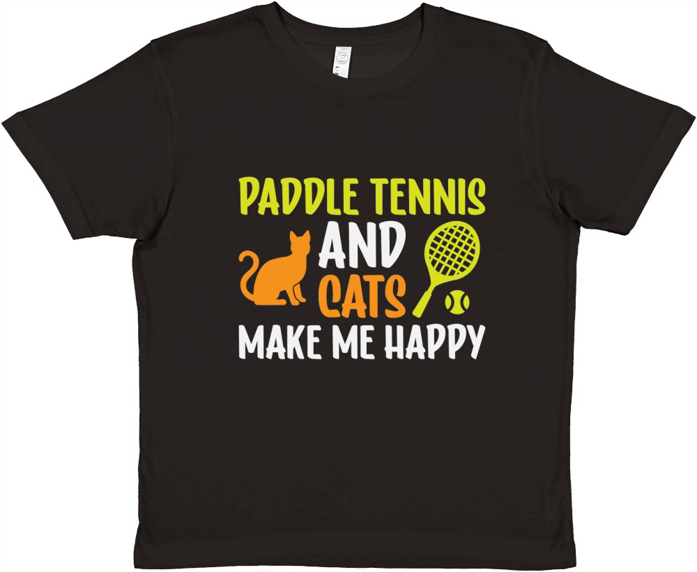 Paddle Tennis And Cats Make Me Happy Premium Kids Crewneck T-shirt