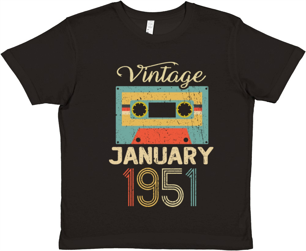 Vintage January 70 Year 1951 70th Birthday Gift Premium Kids Crewneck T-shirt