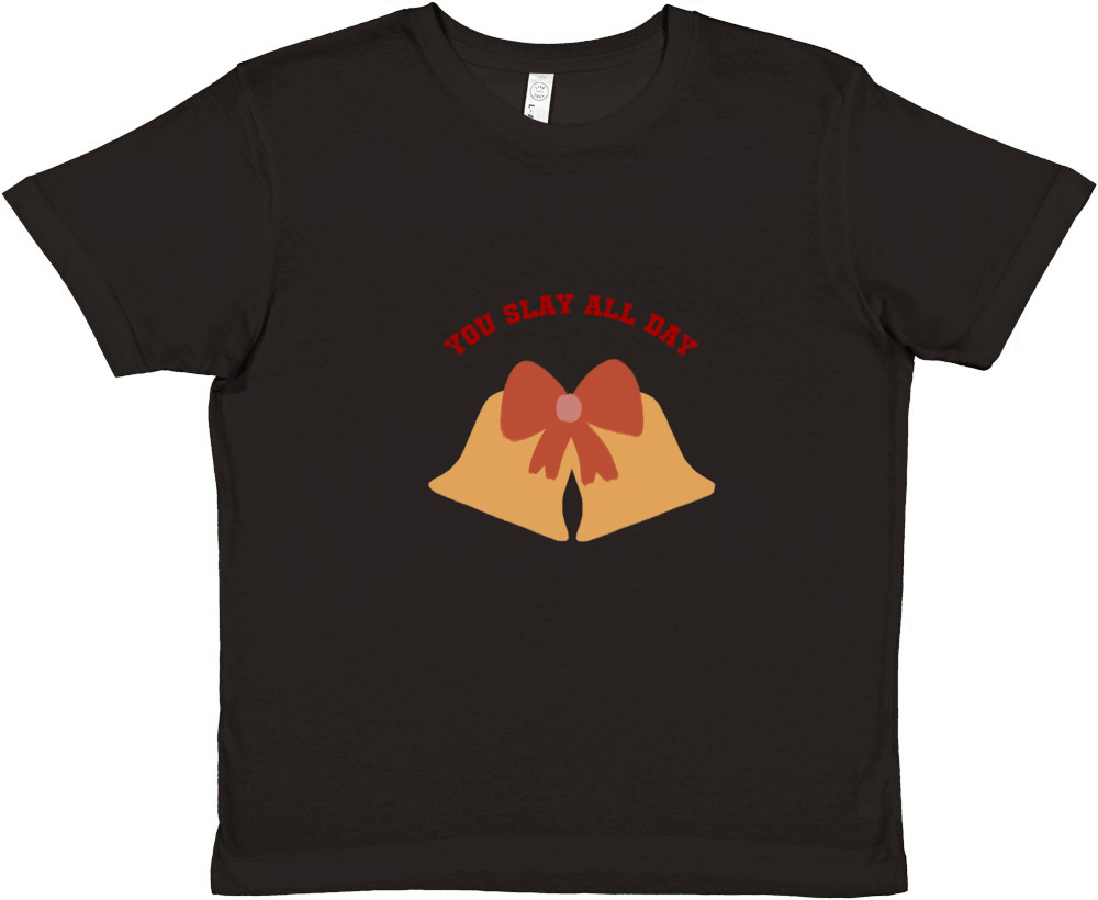 You Slay All Day Golden bell with a cute red bow Premium Kids Crewneck T-shirt