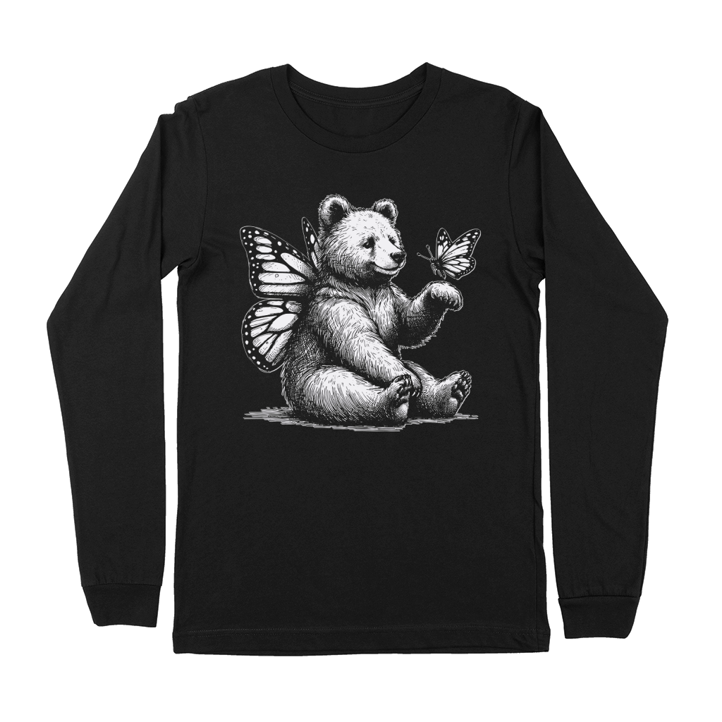 Bear With Butterfly Wings Vintage D White Premium Long Sleeve
