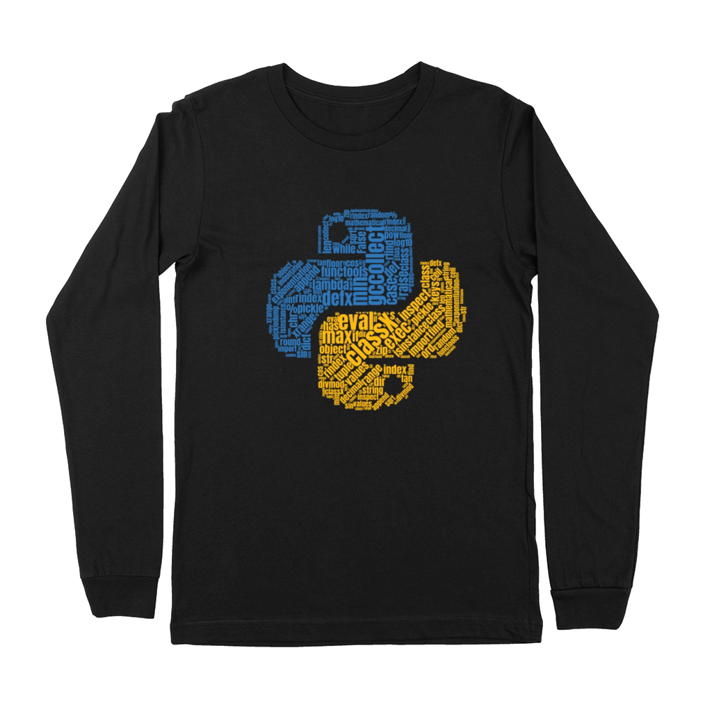 Python Logo WordCloud Shirt for Programmers Premium Long Sleeve