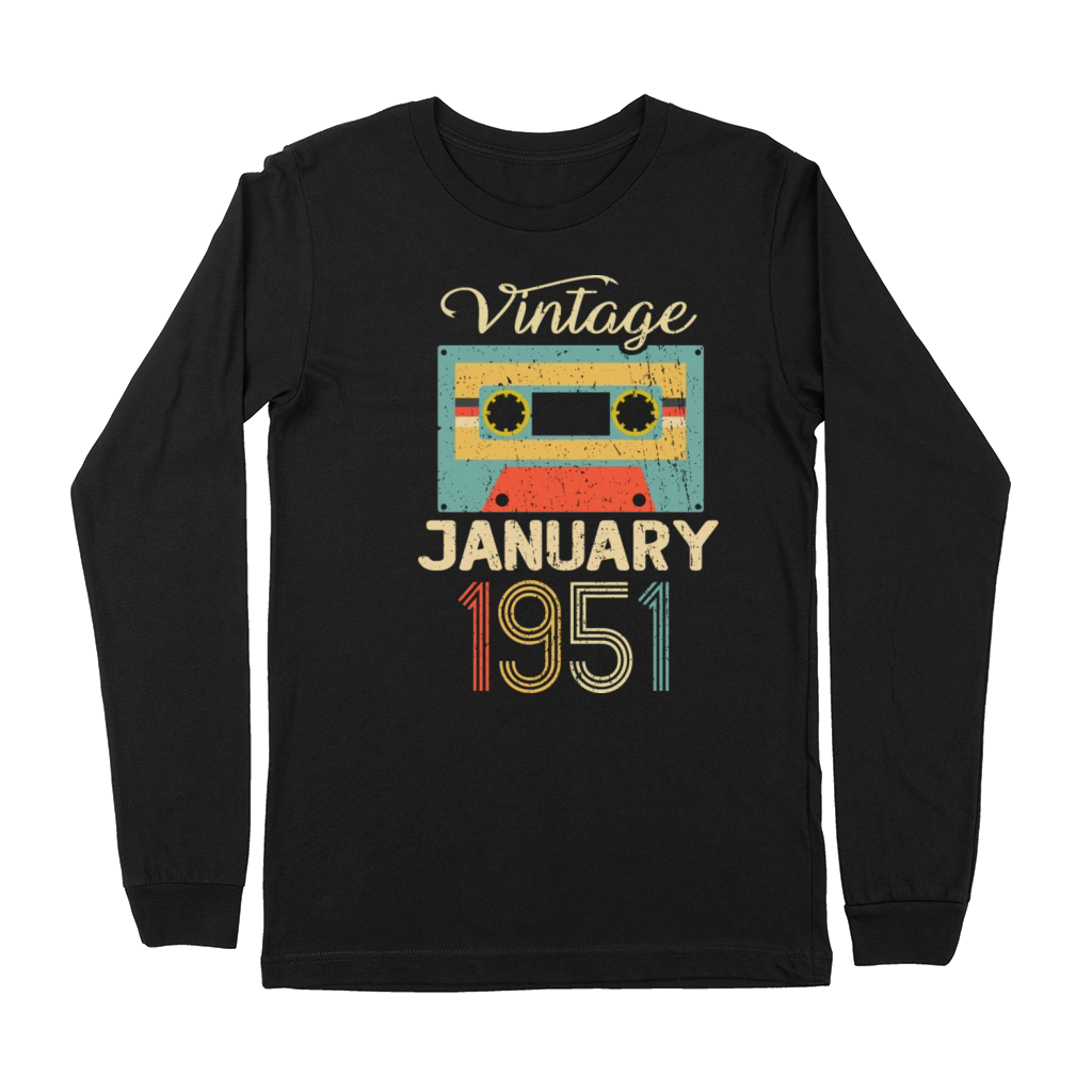 Vintage January 70 Year 1951 70th Birthday Gift Premium Long Sleeve