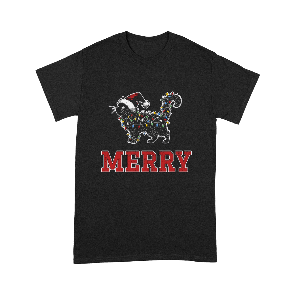 MERRY CAT WRAPPED BY CHRISTMAS LIGHTS D Color 4 Premium T-shirt