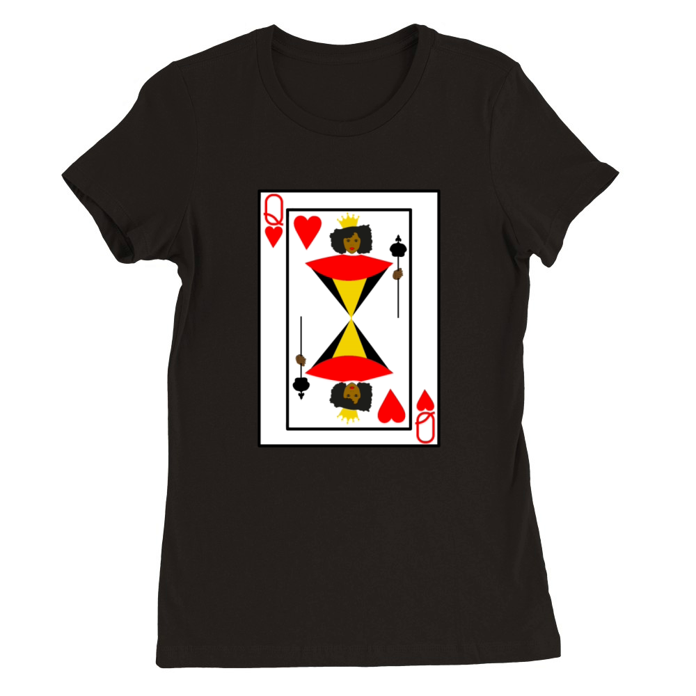 Black Queen of Hearts Premium Womens Crewneck T-shirt