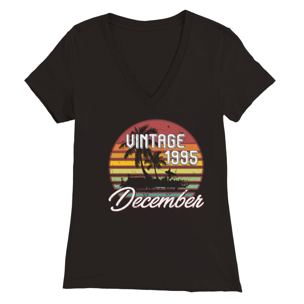 23th Birthday Gifts Retro Vintage December 1995 Premium Womens V-Neck T-shirt