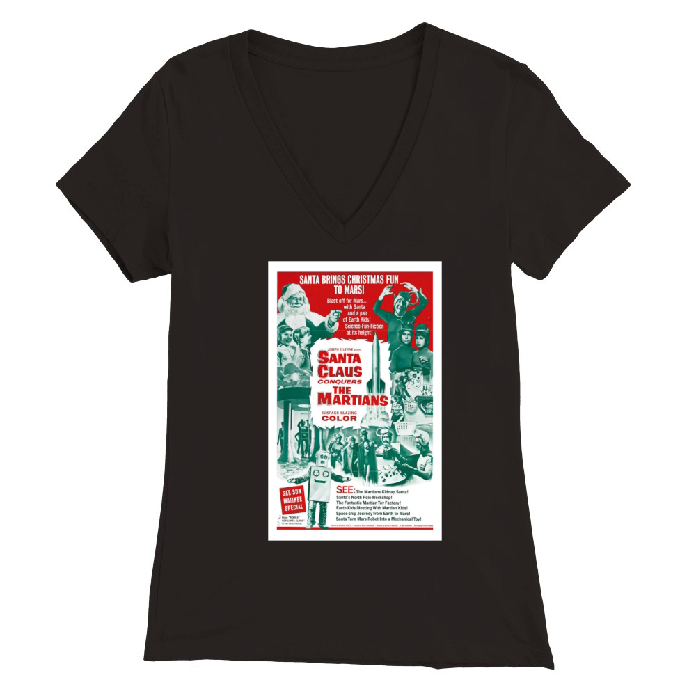 Santa Claus Conquers The Martians Vintage Film Post Premium Womens V-Neck T-shirt