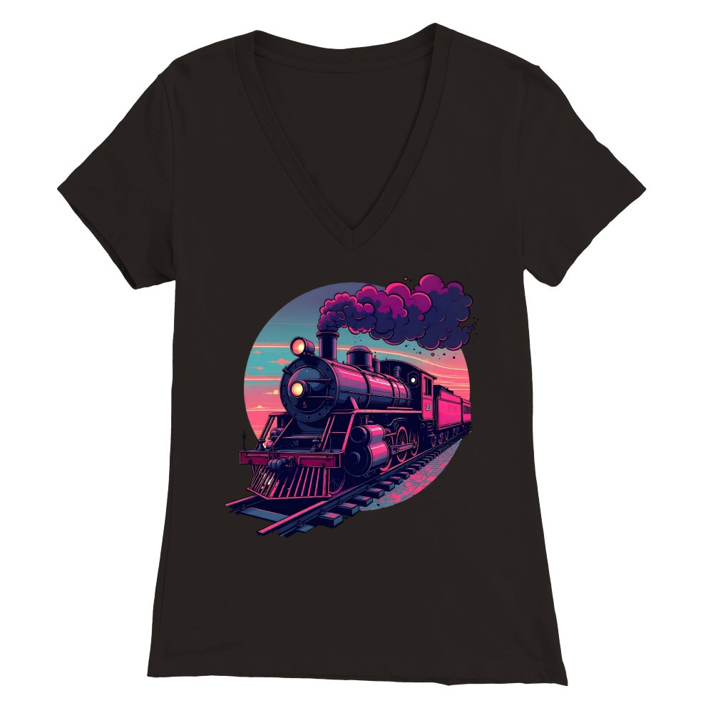 Vintage Steam Train 1 Premium Womens V-Neck T-shirt
