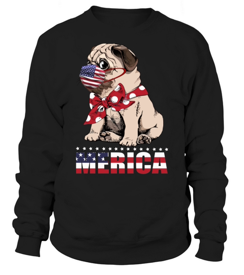 American Flag Merica Pug Sweatshirt Unisex