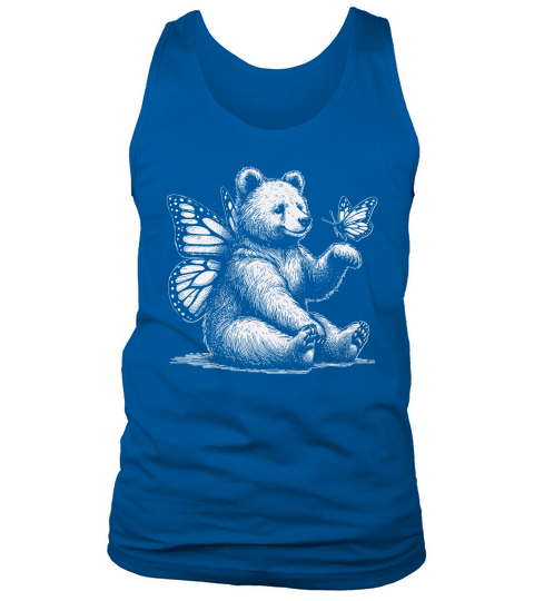 Bear With Butterfly Wings Vintage D White Tank Top Unisex