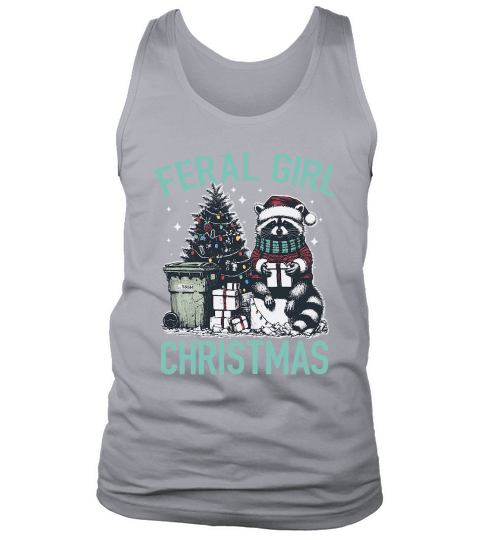 Feral Girl Christmas Raccoon D Color Green Tank Top Unisex