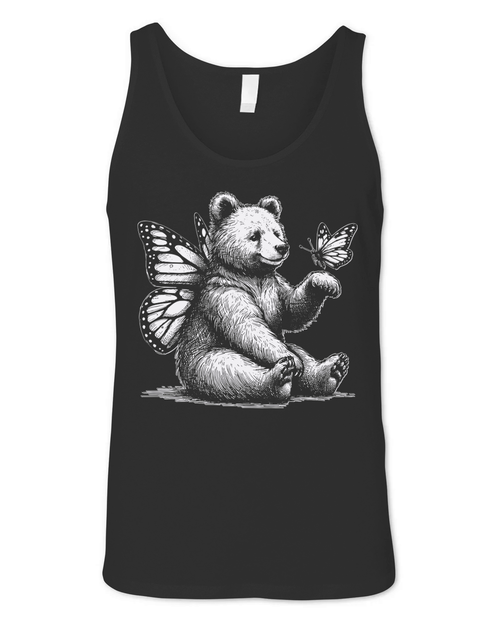Bear With Butterfly Wings Vintage D White Unisex Jersey Tank