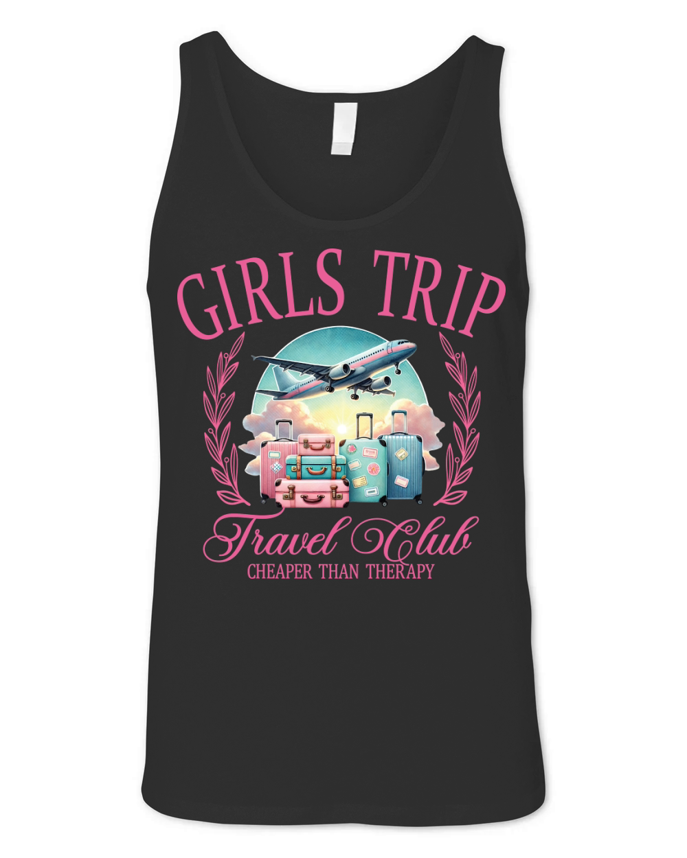 GirlsTripTravelClub Pink PNG Unisex Jersey Tank