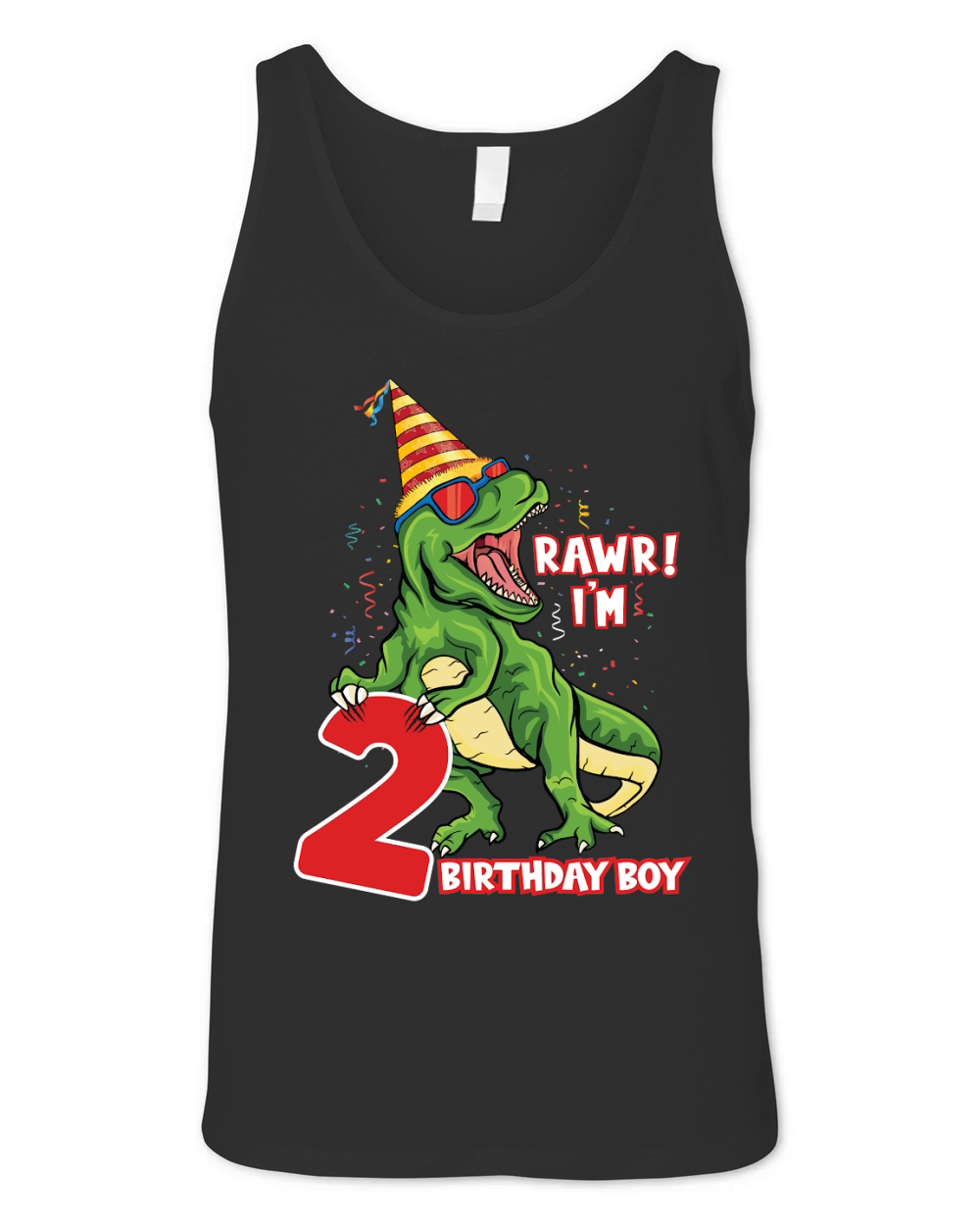 T rex Dinosaur Birthday 2nd Unisex Jersey Tank