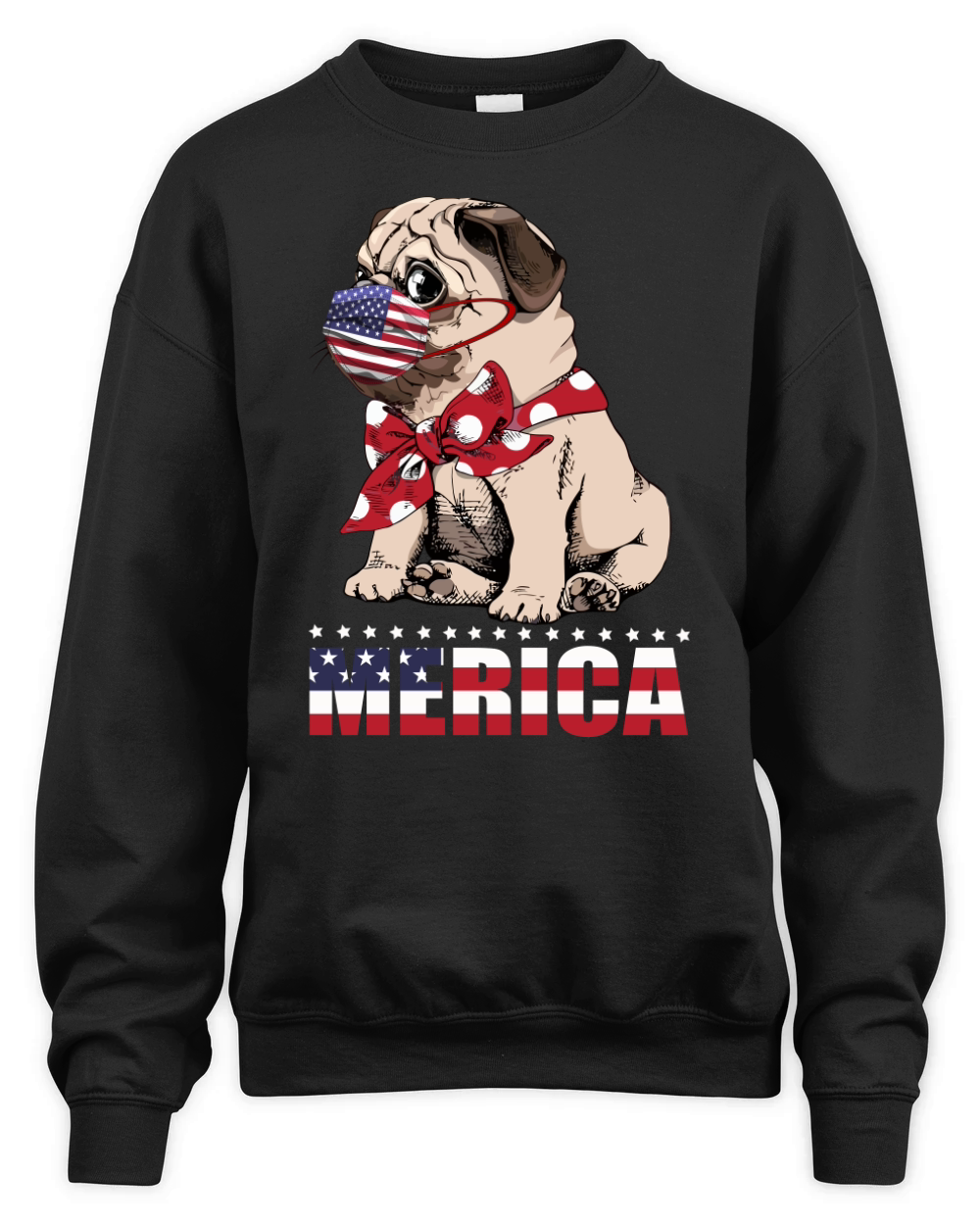 American Flag Merica Pug Unisex Premium Crewneck Sweatshirt