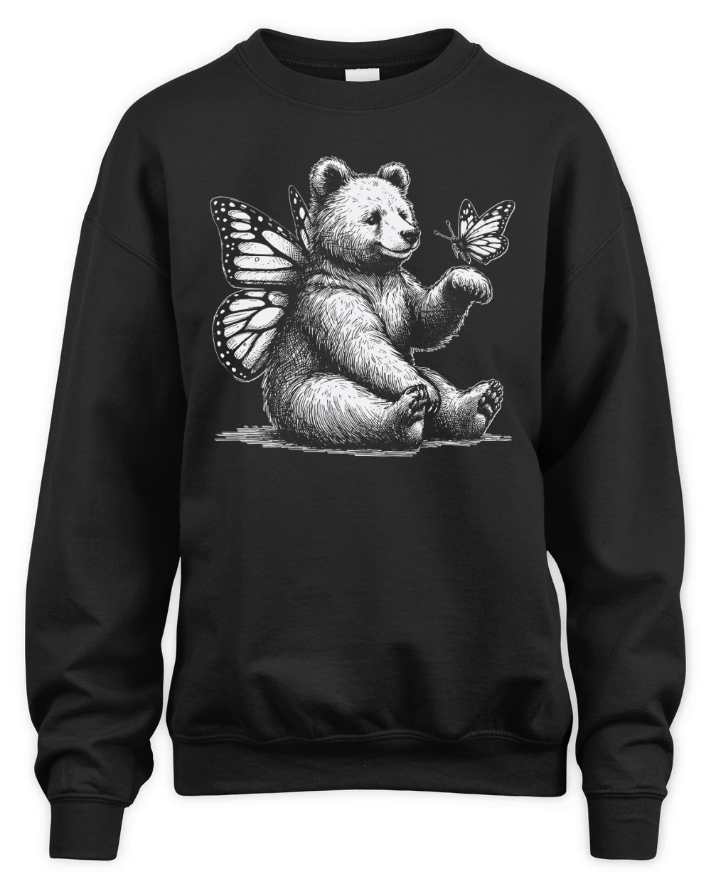 Bear With Butterfly Wings Vintage D White Unisex Premium Crewneck Sweatshirt