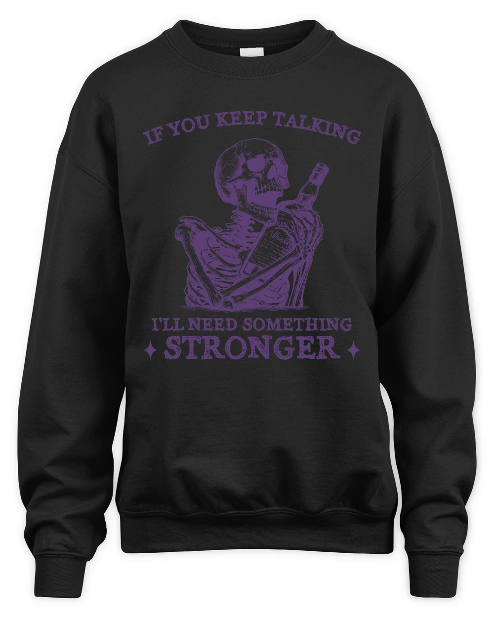 Skeleton Whiskey Halloween L Violet Unisex Premium Crewneck Sweatshirt