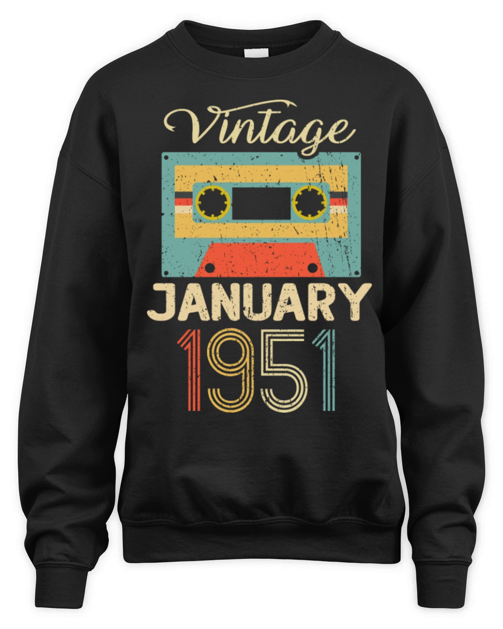 Vintage January 70 Year 1951 70th Birthday Gift Unisex Premium Crewneck Sweatshirt