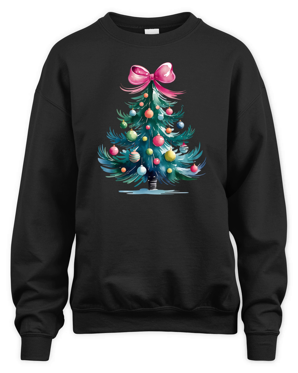 Watercolor Christmas Tree with Ornaments Unisex Premium Crewneck Sweatshirt
