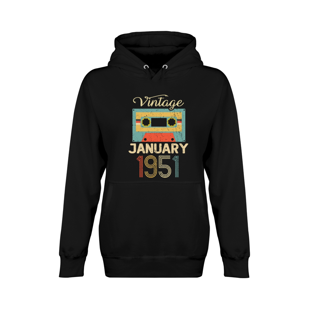 Vintage January 70 Year 1951 70th Birthday Gift Unisex Premium Pullover Hoodie
