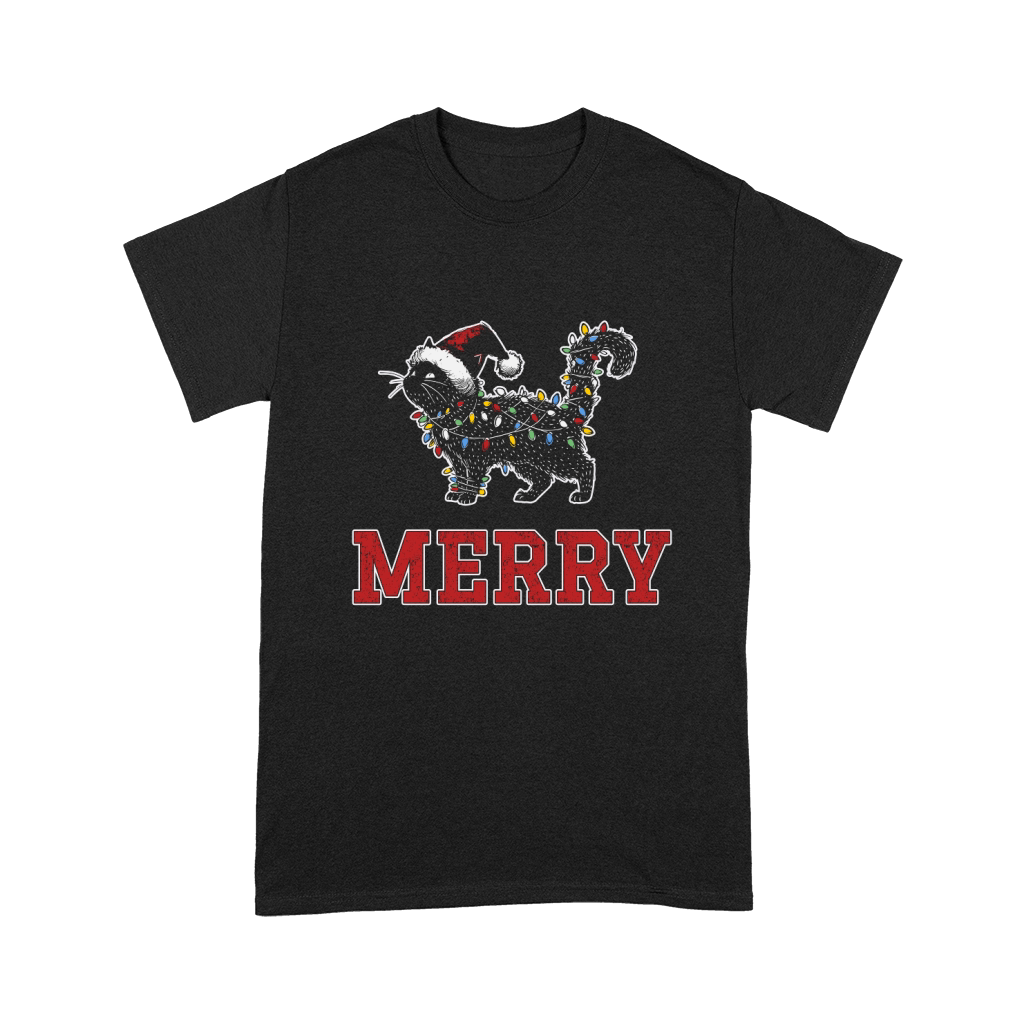MERRY CAT WRAPPED BY CHRISTMAS LIGHTS D Color 4 Unisex T-Shirt