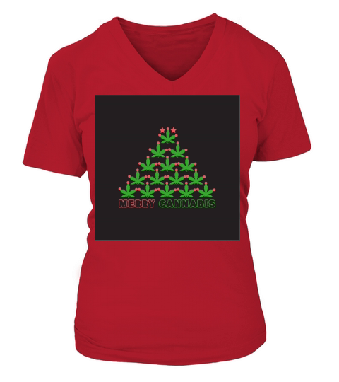 Cannabis merry Christmas shirt V-neck T-Shirt Woman