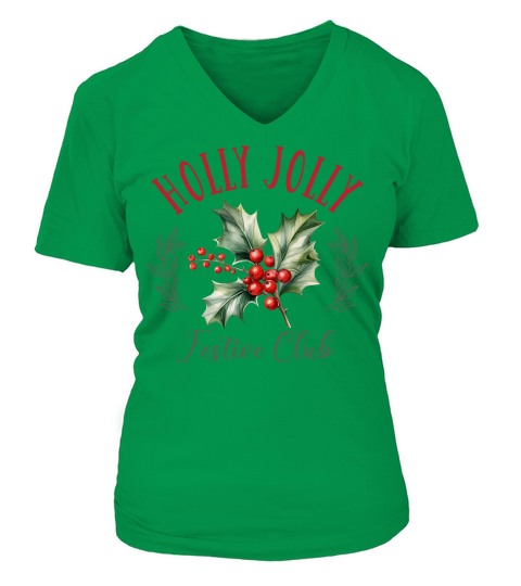 Christmas Holly jolly Festive club 02 V-neck T-Shirt Woman