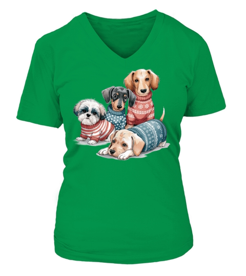 Dog Watercolor Bundle V-neck T-Shirt Woman