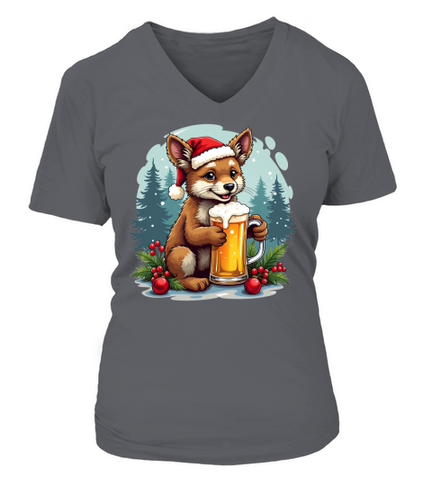 Funny Animal Beer Christmas Sublimation 6 08 V-neck T-Shirt Woman
