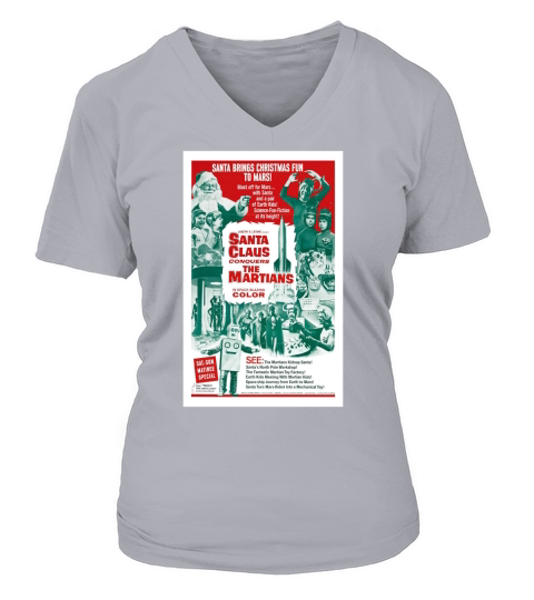 Santa Claus Conquers The Martians Vintage Film Post V-neck T-Shirt Woman