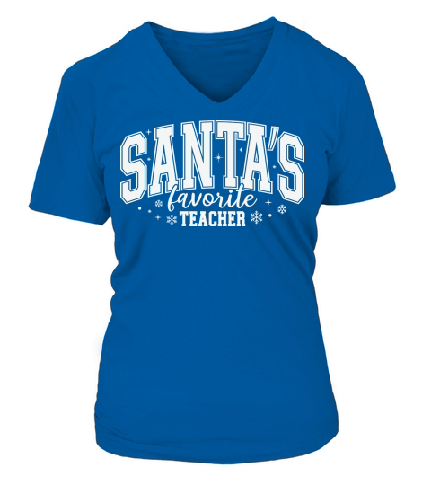 SantasFavoriteTeacherWhite V-neck T-Shirt Woman