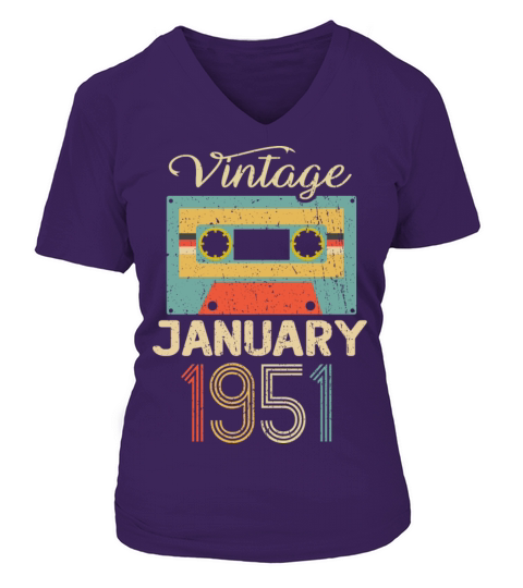 Vintage January 70 Year 1951 70th Birthday Gift V-neck T-Shirt Woman