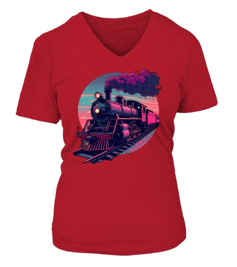 Vintage Steam Train 1 V-neck T-Shirt Woman
