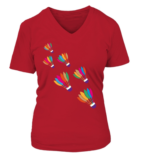 Watercolor Badminton Shuttlecock Racket Sport V-neck T-Shirt Woman