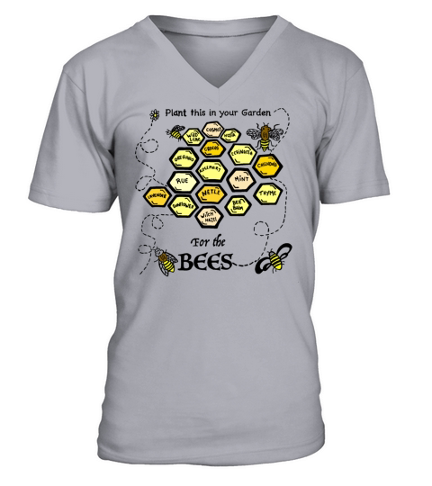 Plant a Garden to Save the Bees Hand Drawn Design V-Neck T-shirt